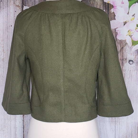 Topshop Dark Green 3/4" Sleeve Blazer - Picture 3 of 4